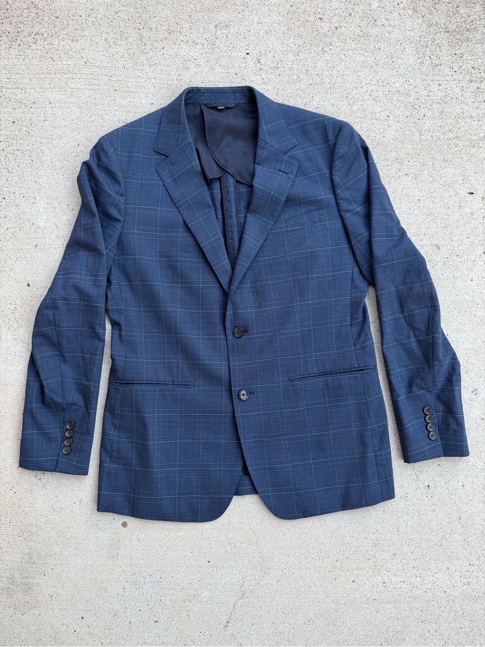 Bonobos Slim Fit Wool Blazer Navy Green Plaid Mens 42R Business Casual
